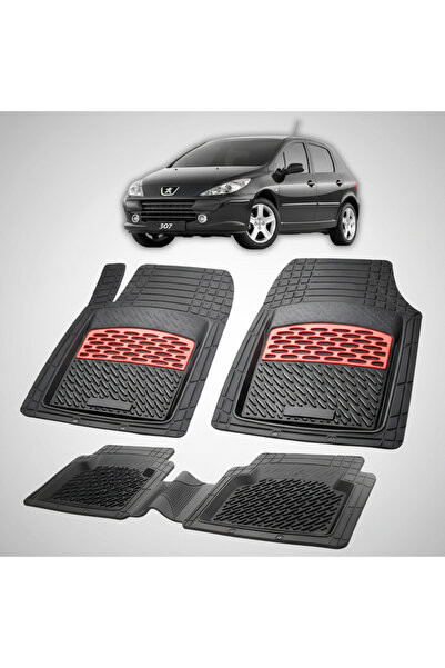 TEAMCAR Car Mats Tray Compatible Peugeot 307 FL (5 doors 2005-2008) Red
