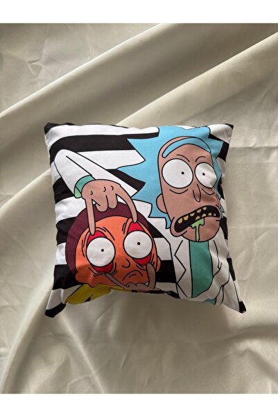 facnspt Rick and Morty Siyah Beyaz Çizgili Desenli Dekoratif Yastık – Modern ...