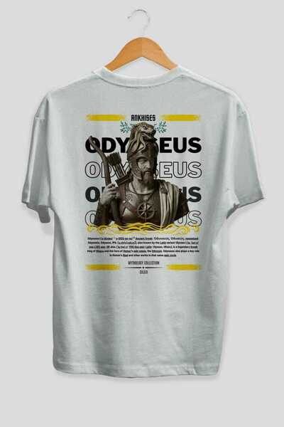 Ankhises Tricou Odysseus 2 Mythology cu imprimeu pe spate, alb, supradimensio...