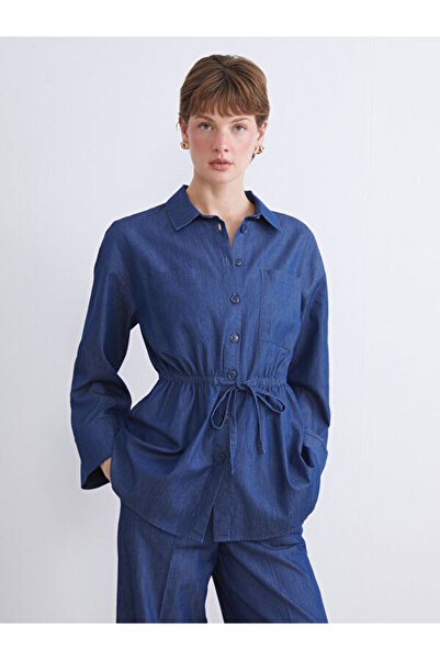 LC Waikiki Sparkling Choices from Shining Store Women's Jean Shirt with Tie a...