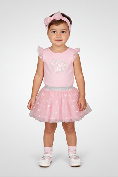 Baby Starters طقم مكون من 3 قطع للبنات الصغيرات: بدلة جسم وتنورة مع ربطة رأس،...