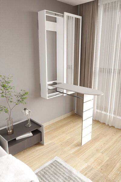 Saatistan Katlanabilir Aynalı Duvara Monte Pratik Ütü Masası