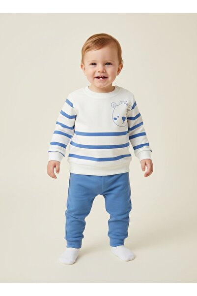 Bolly Baby Teddy Bear Printed Cotton Combed Cotton Top and Bottom Baby Boy Set