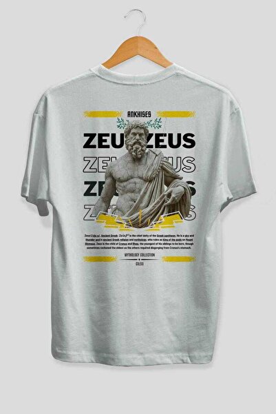 Ankhises Zeus 1 Mythology Μπλουζάκι με στάμπα στην πλάτη, λευκό, oversized, α...