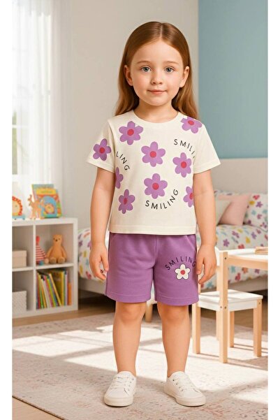 Milanlı Kids طقم صيفي قطني علوي وسفلي للفتيات