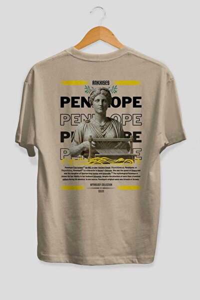 Ankhises Tricou supradimensionat bej cu imprimeu pe spate Penelope 2 Mytholog...
