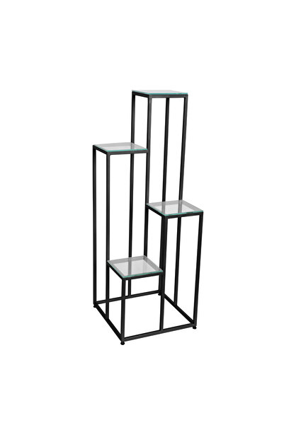 fromro Suport decorativ ESMA cu cadru metalic și rafturi din sticlă