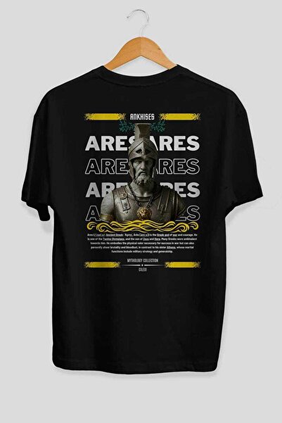Ankhises Tricou oversize negru cu imprimeu pe spate Ares 1 Mythology, pentru ...