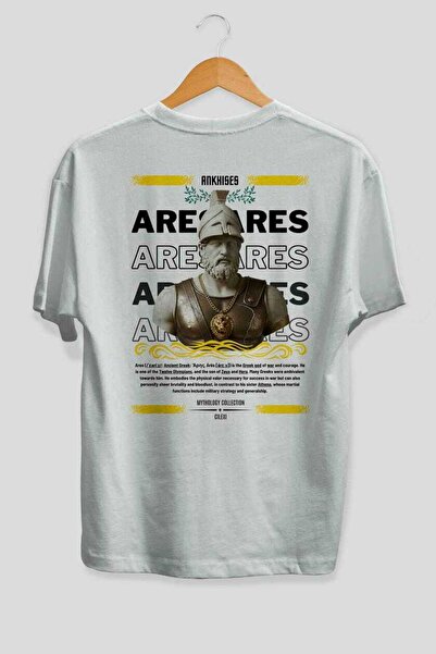 Ankhises Tricou Ares 2 Mythology cu imprimeu pe spate, alb, supradimensionat,...
