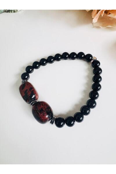 DEVİ fashion Agate and Obsidian Natural Stone Bracelet