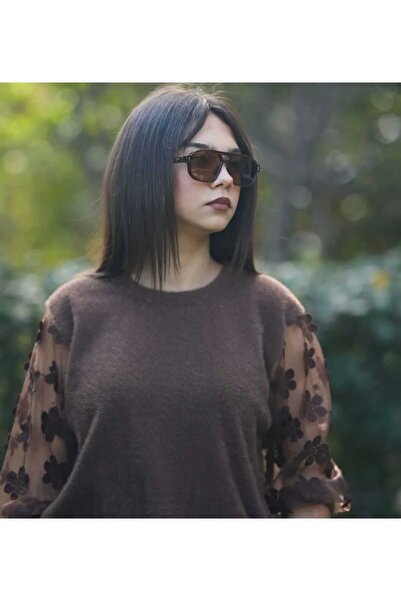 Minası Butik KOLU TÜLLÜ ÇİÇEK DESENLİ KAZAK