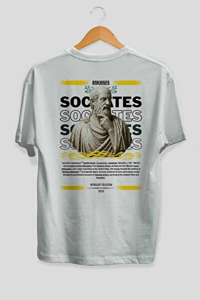 Ankhises Μπλουζάκι Socrates Mythology με στάμπα στην πλάτη, λευκό, oversized,...