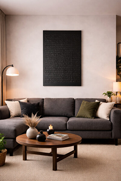 ArTiz Home Doku Alçı Tablo El Yapımı 3 Boyutlu Kabartma Tablo (Black Rezonance)