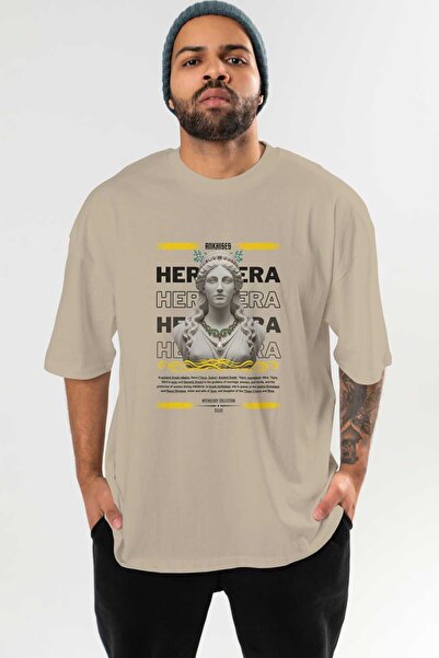 Ankhises Tricou Hera 1 Mythology cu imprimeu frontal, bej, supradimensionat, ...