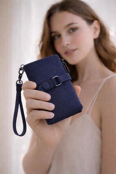 Lexa Aksesuar Soft Imported Leather Nubuck Multi-Use Wallet with Plenty of Ca...