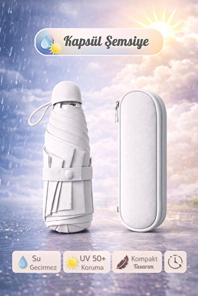 Tilbe Home Çantalı Kapsül Şemsiye 8 Telli Fiber Şemsiye Taşınır Manuel Mini B...