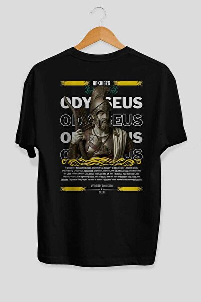 Ankhises Odysseus 1 Mythology Μαύρο μπλουζάκι με στάμπα στην πλάτη, ανδρικό γ...