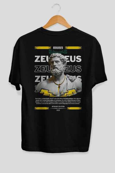 Ankhises Zeus 2 Mythology Μαύρο μπλουζάκι με στάμπα στην πλάτη, ανδρικό γυναι...