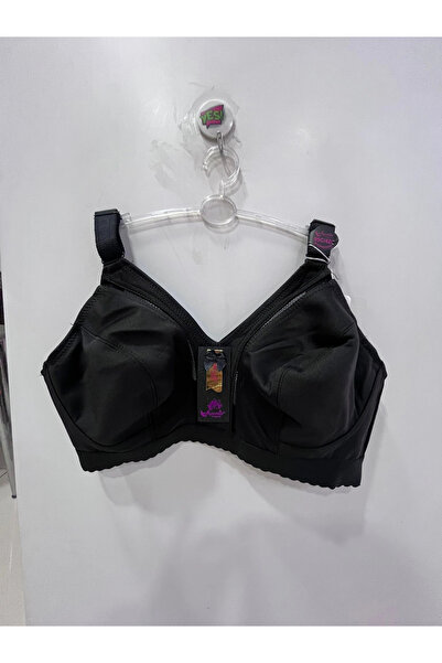 NERGIZ Women's C Cup Combed Cotton Gathered Black Bra