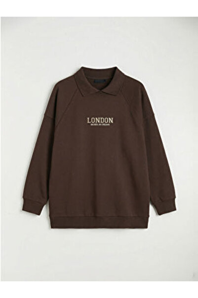 LC Waikiki Arti-Store Women's Sweatshirt Tunic with Polo Collar and Long Slee...
