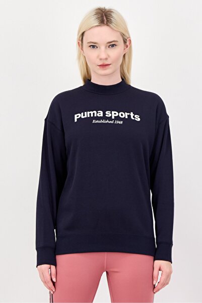Puma Women Relaxed Fit Long Sleeve Outdoor Sweatshirt, Dark Navy
