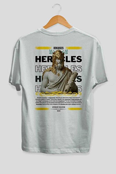 Ankhises Heracles 1 Mythology Μπλουζάκι με στάμπα στην πλάτη, λευκό, υπερμεγέ...
