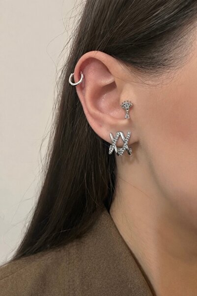 Okko Store Steel Mini Stone X Earrings