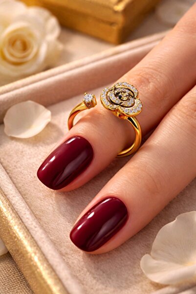 mos&more Çelik Dönen Gül Model Yüzük, Stres Yüzüğü, Ayarlanabilir