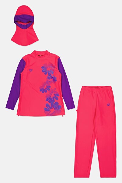 ARENA Kids Girls 3 Pieces Long Sleeves Rash Guard And Swim Pants Set, Multicolor