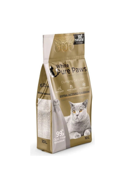 White Pure Paws Beyaz Bentonite Aktif Karbon Kedi Kumu 10 Lt