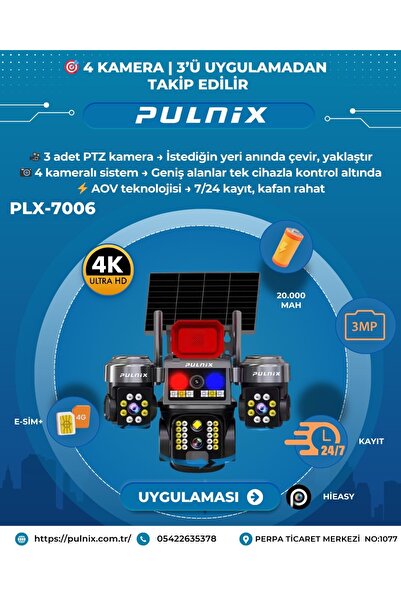 Pulnix SOLAR 4 KAMERALI 3 PTZ E-SİM SİM KARTLI KAMERA