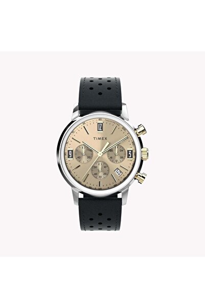Timex Men's Copper Dial Watch, Black Leather Strap | Tw2w10000
