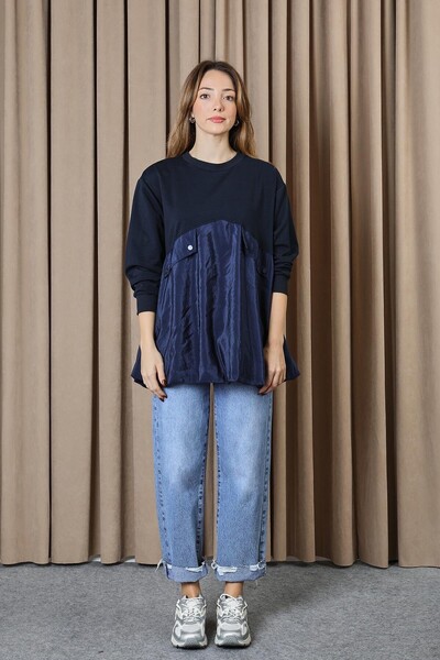 Puane Жіноча кишеня на кришці Детальна туніка оверсайз - 20714