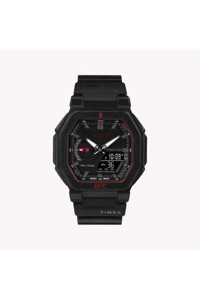 Timex Men's Black Resin Watch, Red Luminous | T5k612