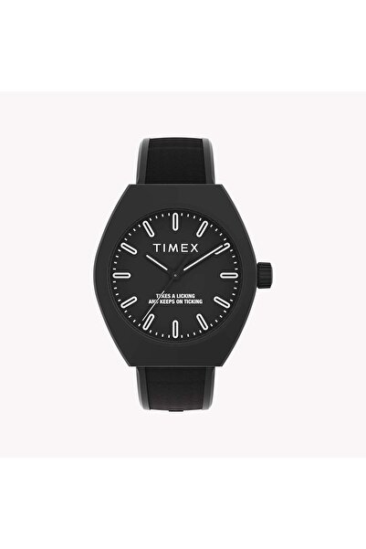 Timex ساعة يد سوداء من السيراميك الصديق للبيئة للجنسين، سوار أسود من مادة الب...