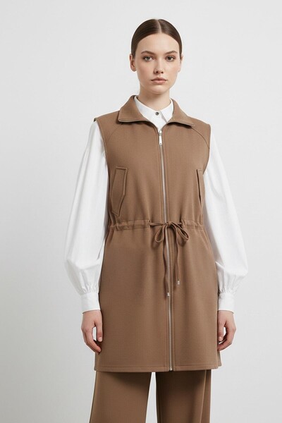 Puane Women's Zippered Vest and Pants Set-14432