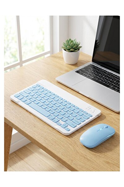 MOBİL GO Kablosuz Bluetooth Klavye Ve Mouse Seti Şarjlı Klavye ve Fare Kombin...