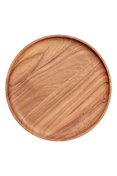 SS Ahşap Atölyesi Masif Ahşap Yuvarlak Sunum Tabağı – Doğal Ahşap Servis Tepsisi