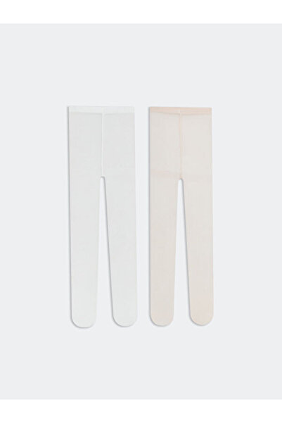 LC Waikiki RMZ GİYİM FARKIYLA Sade İnce Kız Bebek Külotlu Çorap 2'li