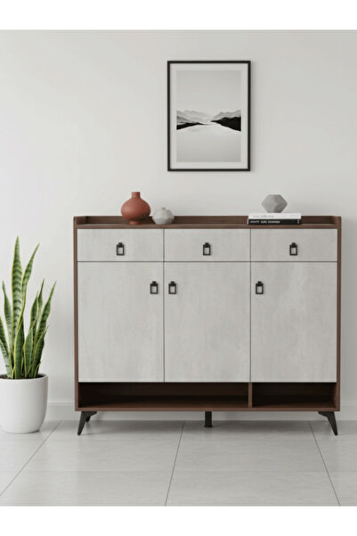 BEC13 Modern shoe cabinet, 120 cm wide, with an elegant wooden design.
