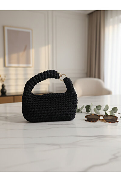 MONJER Women's Hand-Knitted Combed Cotton Thread Magnetic Baguette Bag