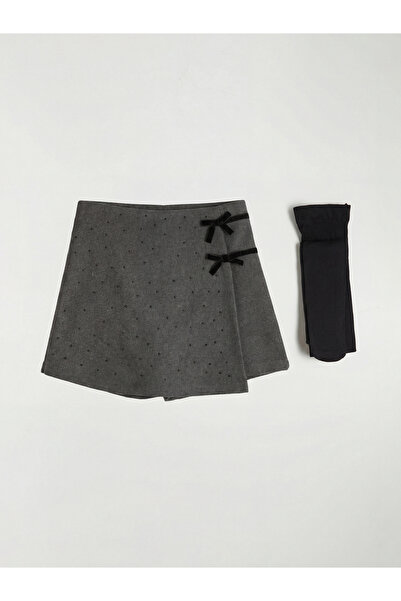 LC Waikiki Sparkling Choices Bowknot Rhinestone Girls' Shorts Skirt and Panty...