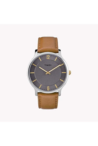 Timex Men's Brown Leather Watch, Gray Dial | Tw2r49700