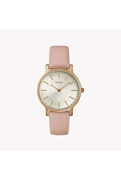Timex Women's Pink Leather Watch, Silver Dial | Tw2r85200