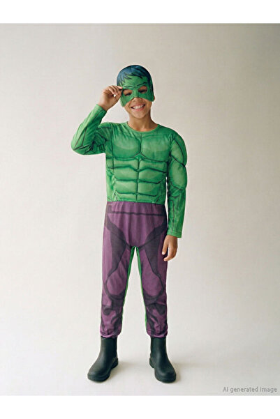 LC Waikiki RMZ GİYİM FARKİLYA Costum și mască Hulk pentru băieți