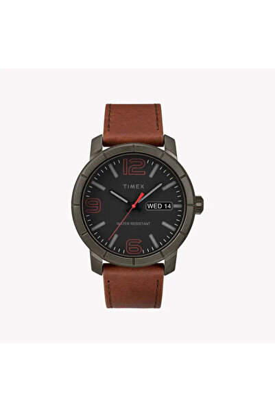Timex Men's Brown Leather Watch, Gray Dial | Tw2r64000