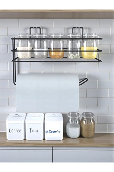 CocoVia Adhesive metal decorative kitchen organizer shelf spice rack paper ro...