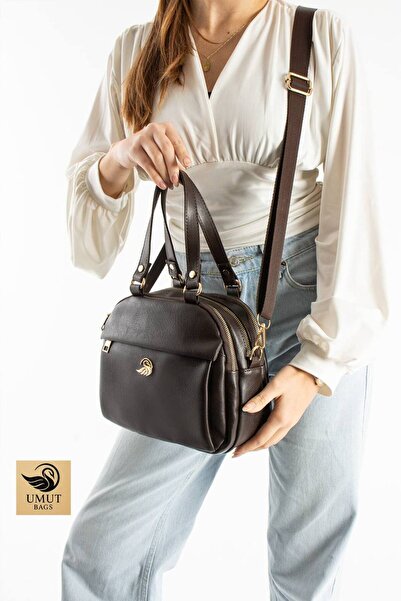 Çanta Trend Brown Faux Leather Women's Hand Shoulder and Crossbody Bag