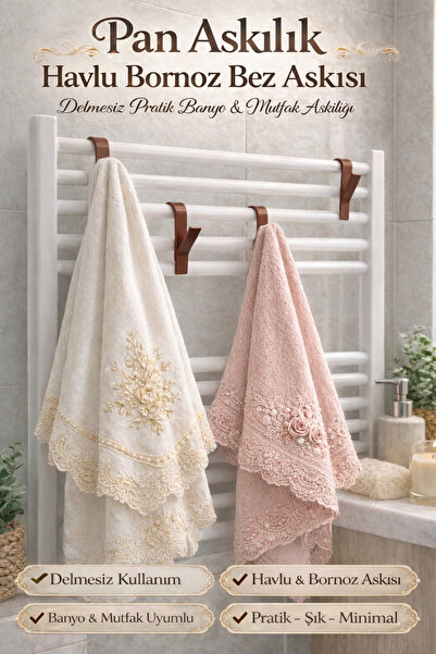 Pan Hanger Unperforated Towel & Bathrobe Hanger – Practical, Stylish and Durable Wall Hanger (2 PCS)