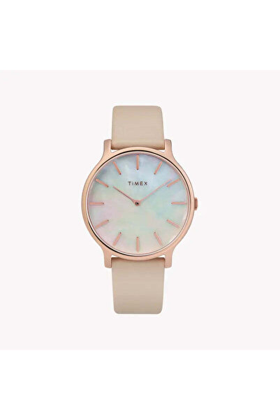 Timex Women's Pink Leather Watch, Mother Of Pearl Dial | Tw2t35300